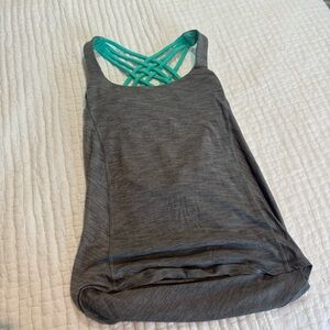 lululemon athletica Gray Tank Top with Teal Straps
